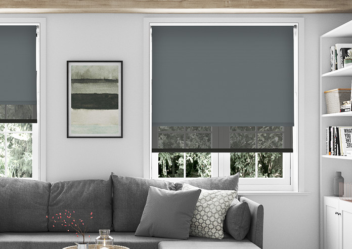 Rimini (Blackout), Storm Cloud & Optima Black - Double Roller Blind - Image 3